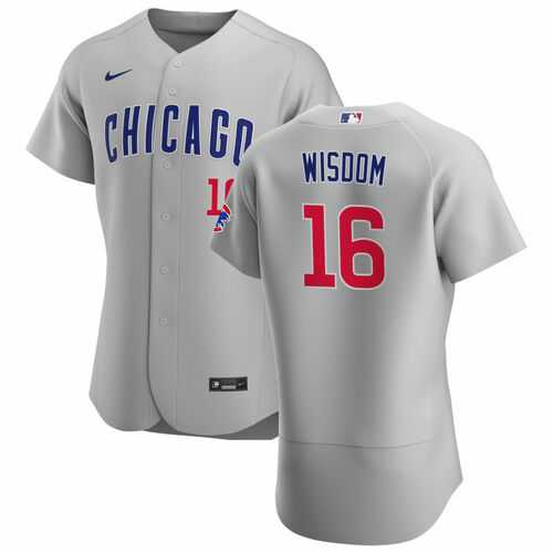 Men%27s Chicago Cubs #16 Patrick Wisdom Gray Flex Base Stitched Jersey Dzhi->chicago cubs->MLB Jersey